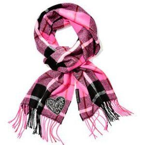 Victoria Secret Love Victoria Pink Black White Plaid Scarf
